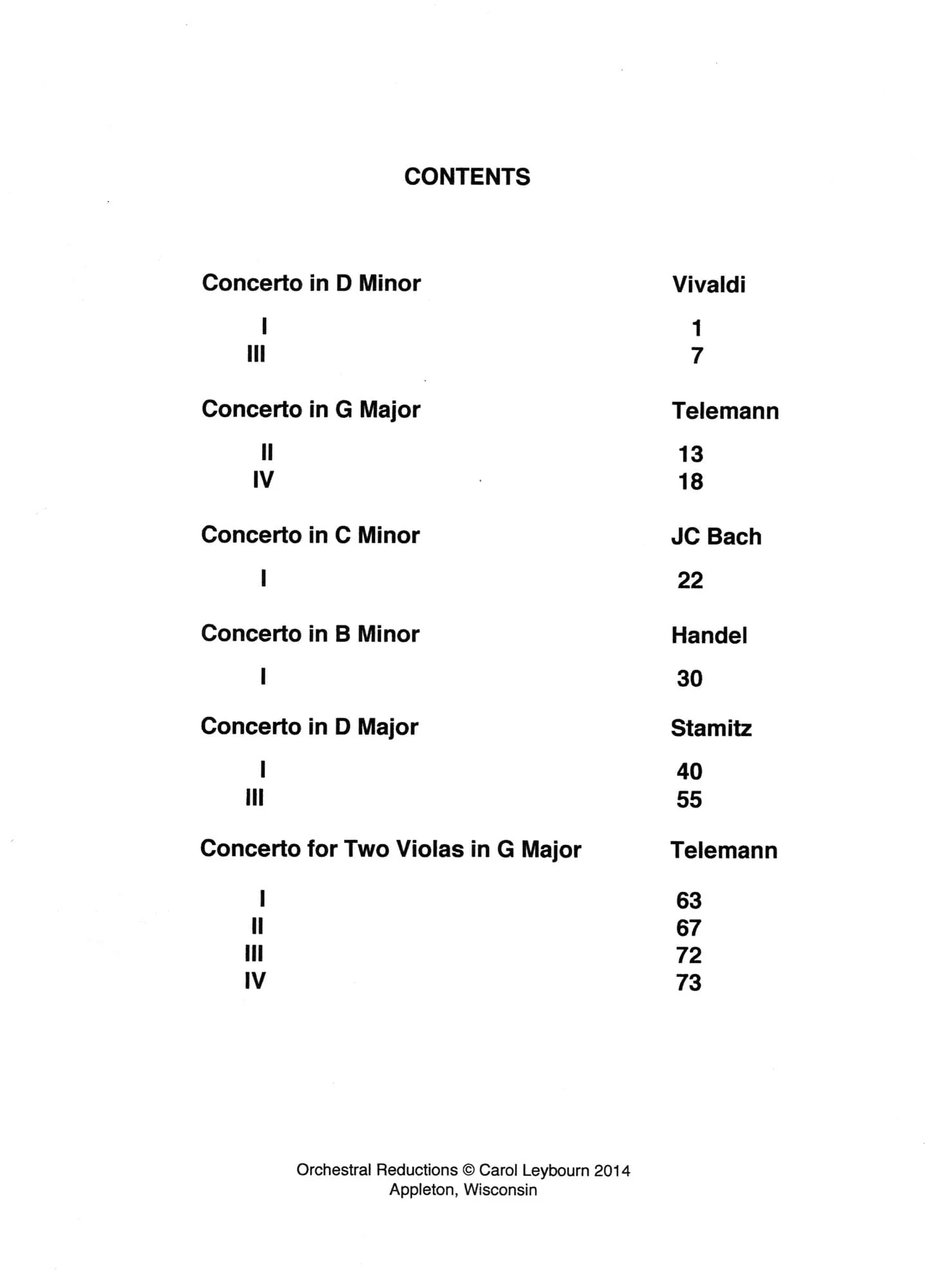Viola Concertos (Volume 1) - Vivaldi, J.C. Bach, Telemann, Handel, Stamitz - PIANO ACCOMPANIMENT ONLY - arranged by Carol Leybourn - Frustrated Accompanist Edition - Image 2