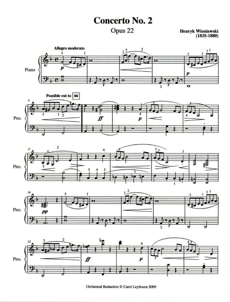 Wieniawski, Henryk - Violin Concerto No 2 in d minor, Op 22 - PIANO ACCOMPANIMENT ONLY - arranged by Carol Leybourn - Frustrated Accompanist Edition - Image 3