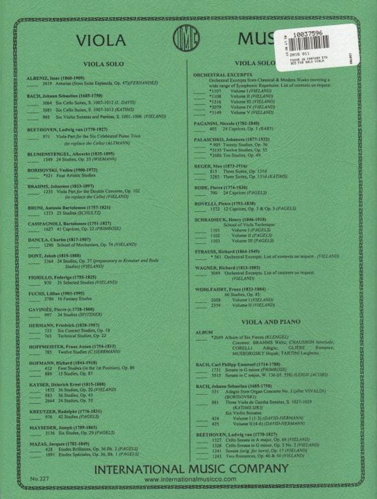 Fuchs, Lillian - 16 Fantasy Etudes - Viola solo - International Edition - Image 3