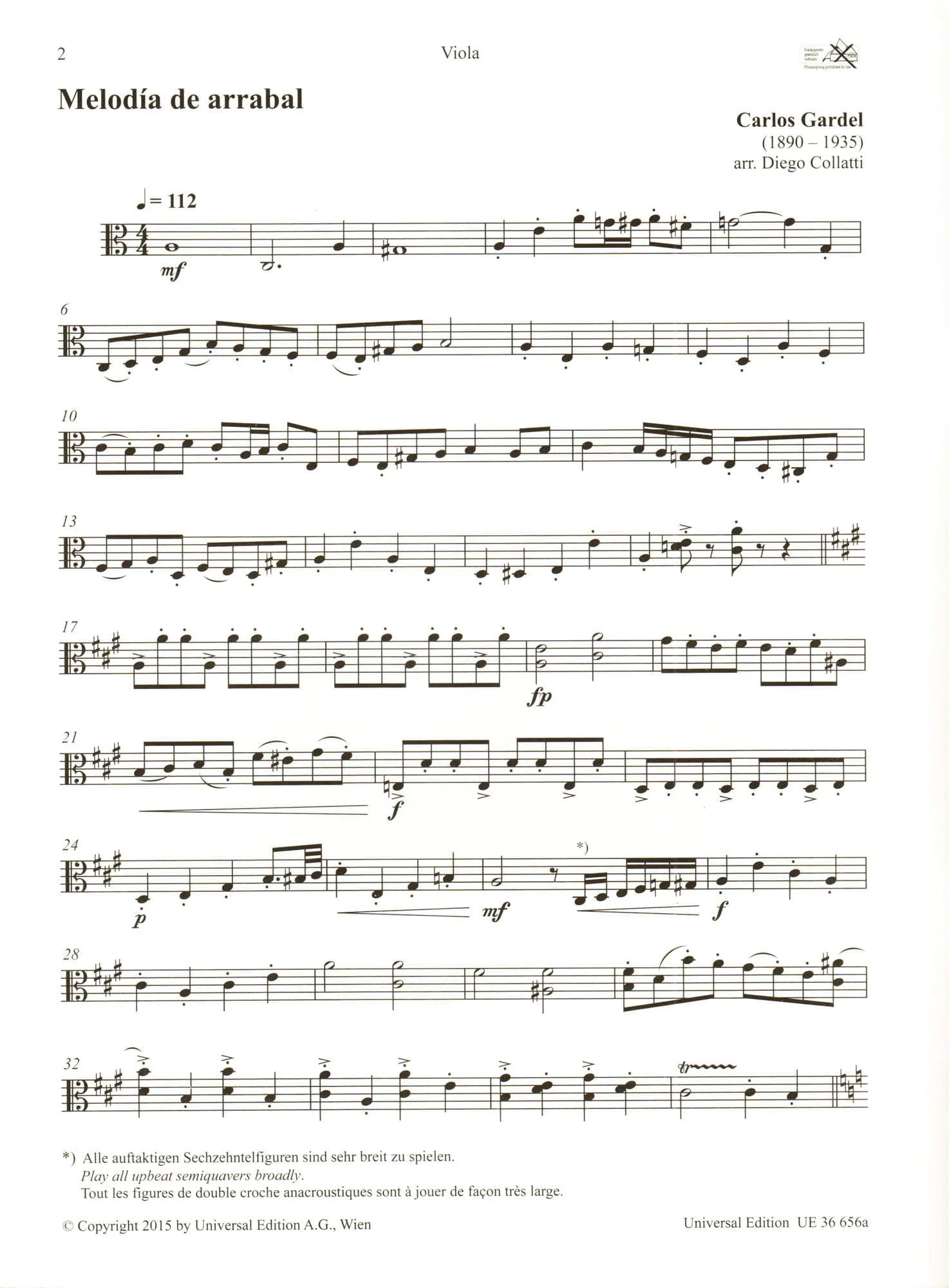 Carlos Gardel - Tango Duets - for Violin and Cello (or Viola) - arranged by Diego Collatti - Universal Edition - Image 5