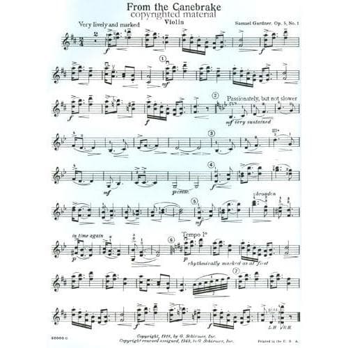 Gardner, Samuel - From The Canebrake, Op 5, No 1 - Violin and Piano - G Schirmer Edition - Image 2