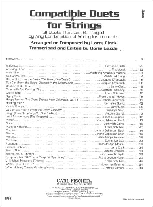 Gazda / Clark - Compatible Duets for Strings - Bass - Carl Fischer - Image 2