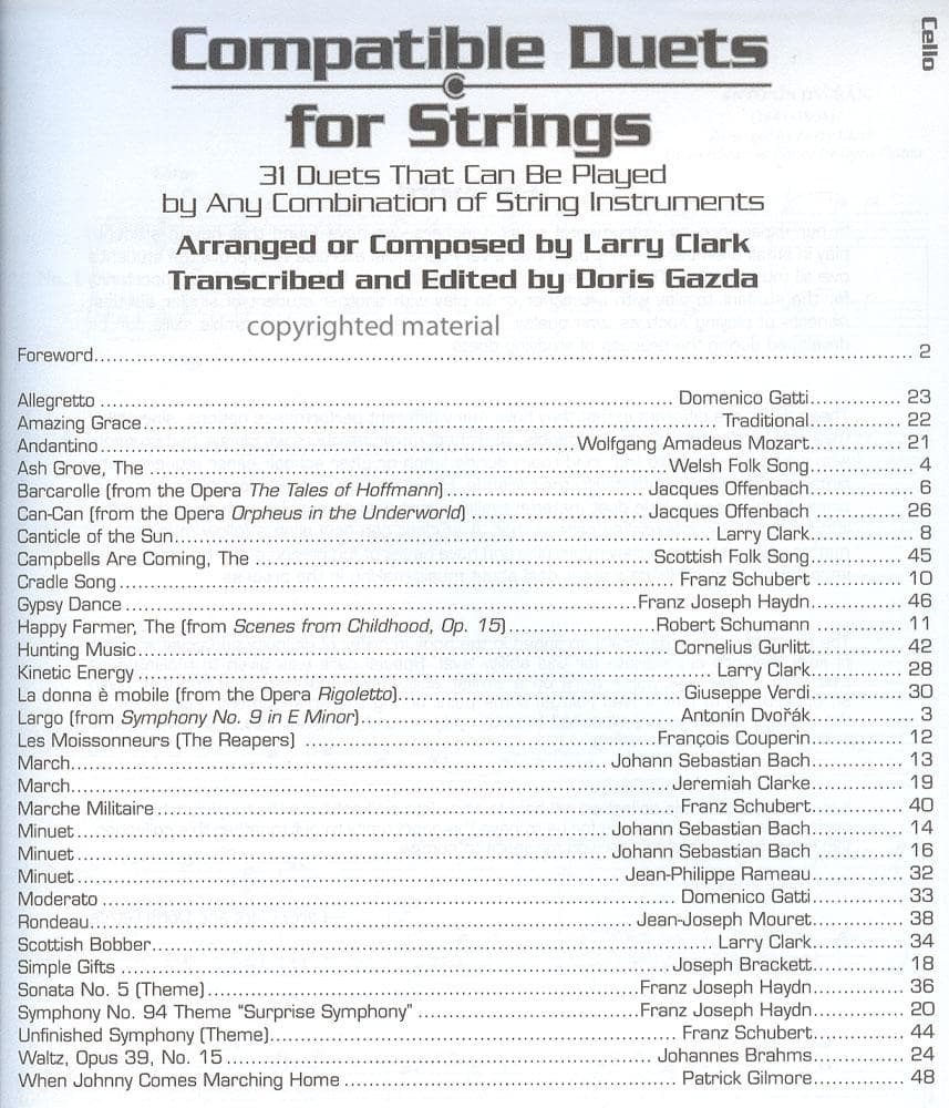 Gazda / Clark - Compatible Duets for Strings - Cello - Carl Fischer - Image 2
