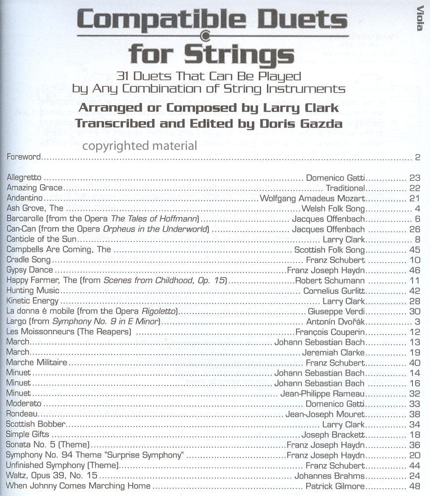 Gazda / Clark - Compatible Duets for Strings - Viola - Carl Fischer - Image 2