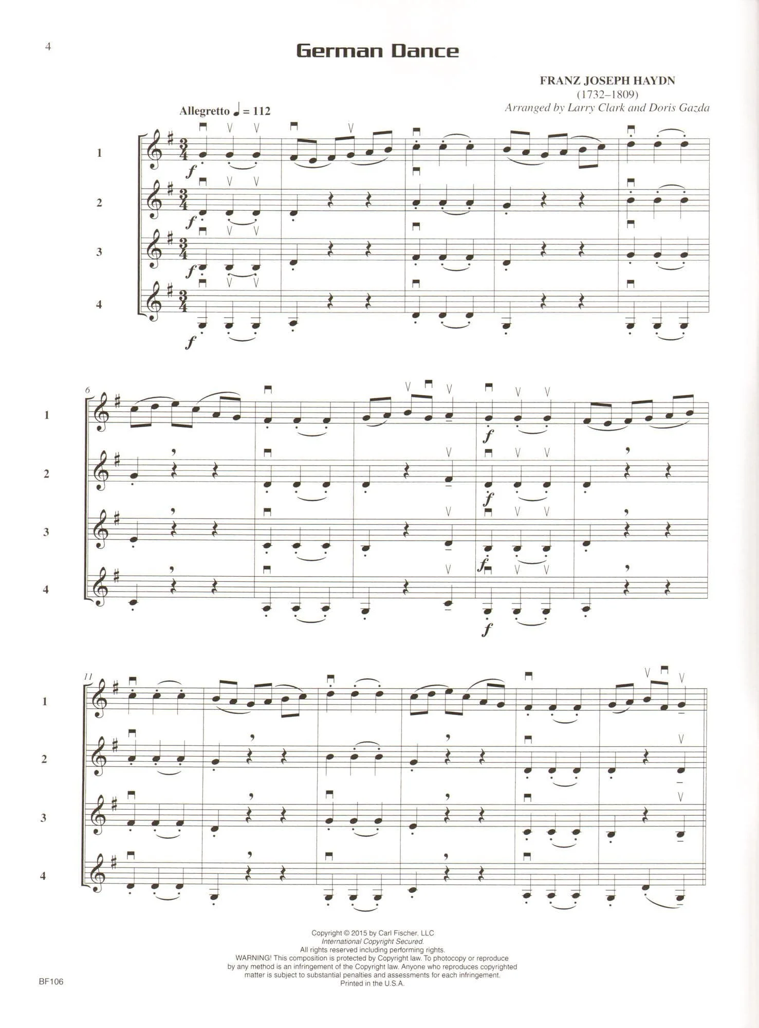 Gazda / Clark - Compatible Quartets for Strings Violin - Carl Fischer - Image 3