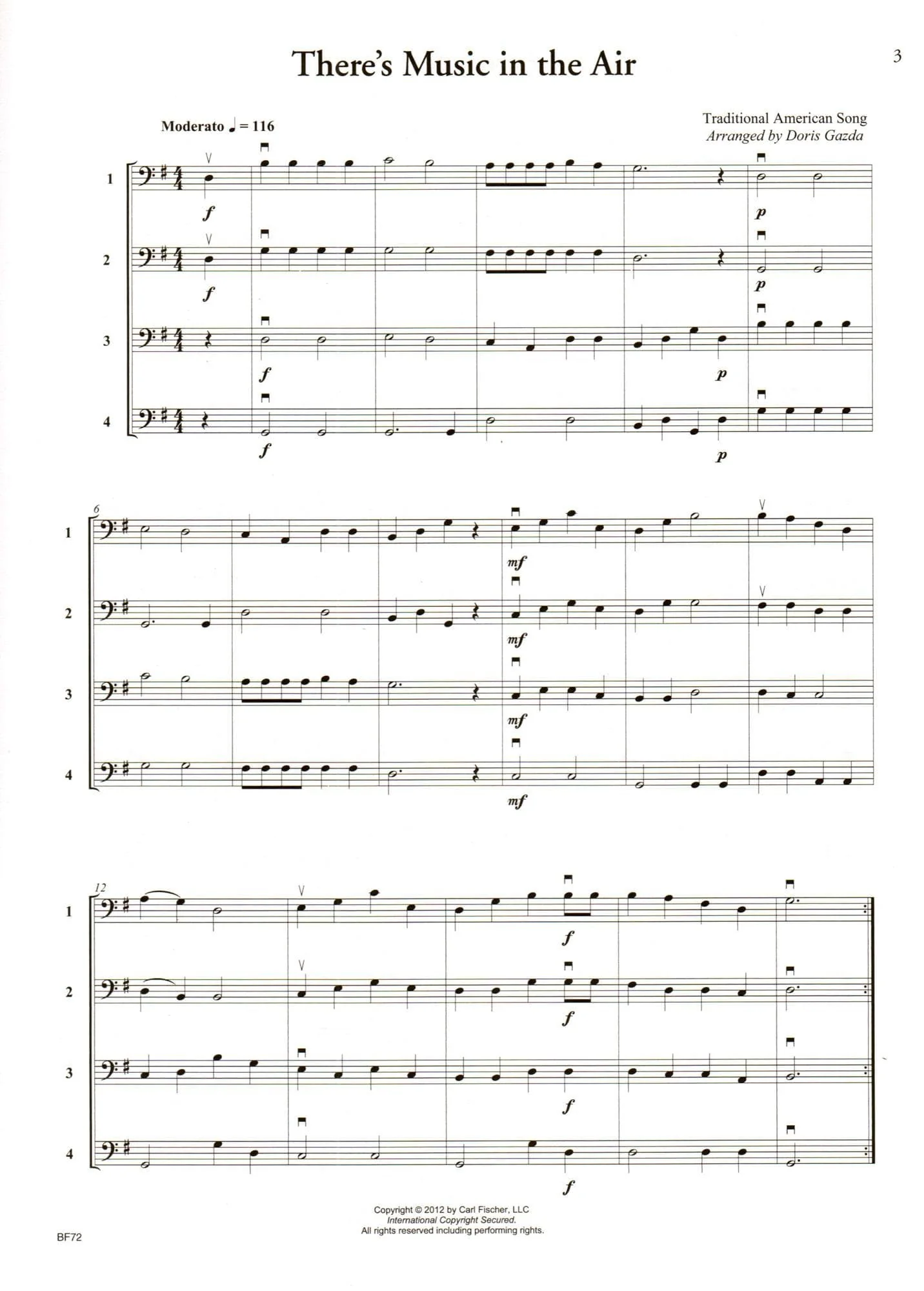 Progressive Quartets for Bass - 26 Quartets for Any Combination of Stringed Instruments - Arranged by Doris Gazda - Carl Fischer Publication - Image 3