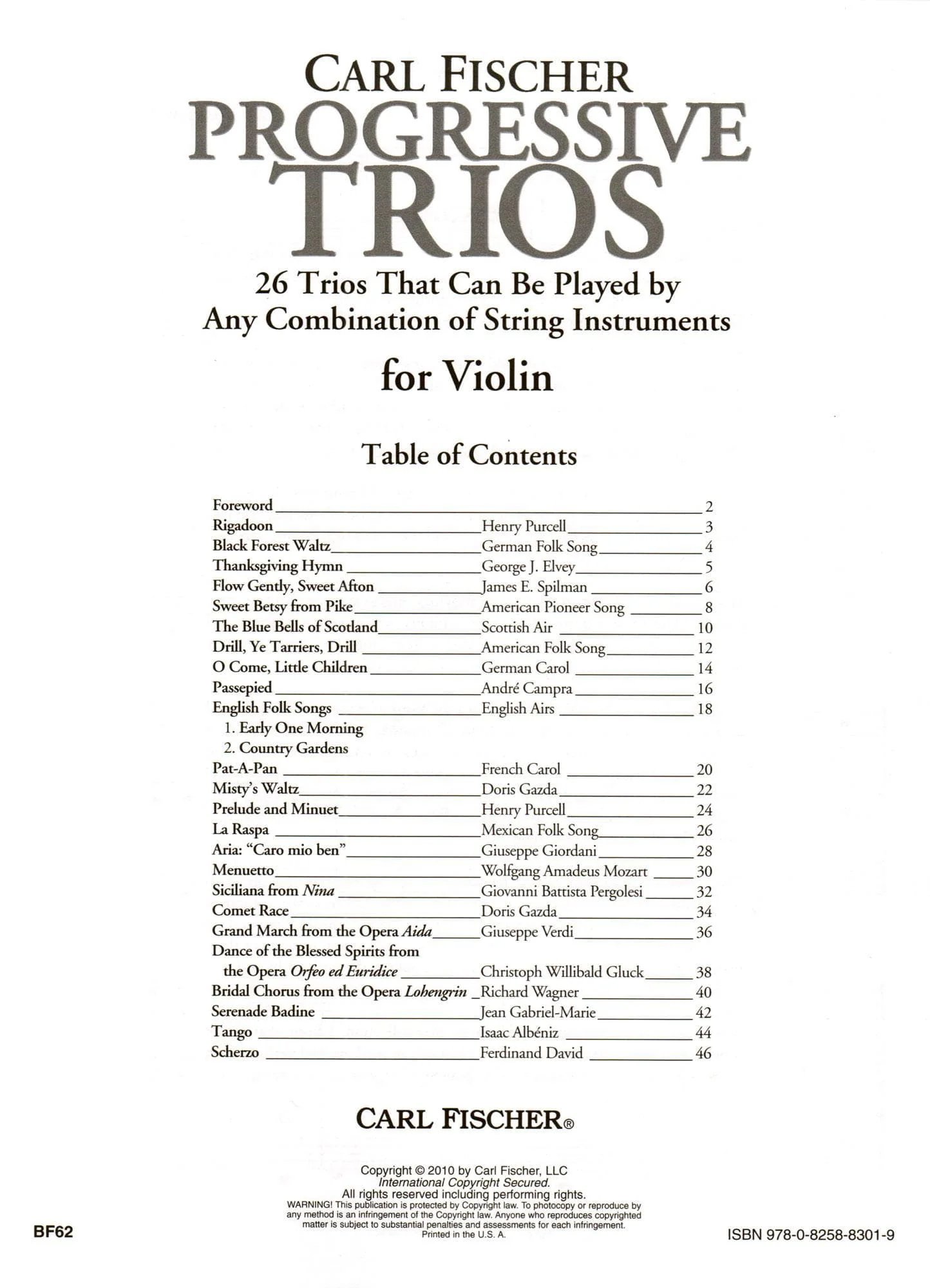 Progressive Trios for Violin - 26 Trios for Any Combination of Stringed Instruments - Arranged by Doris Gazda - Carl Fischer Publication - Image 2