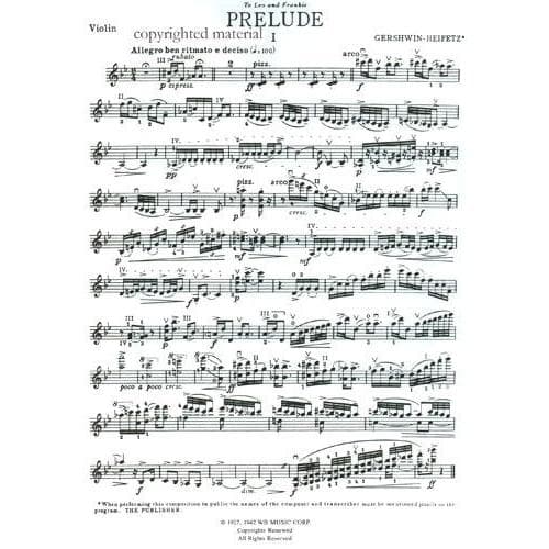 Gershwin, George - Preludes - Violin and Piano - transcribed by Jascha Heifetz - Alfred Music Publishing - Image 2