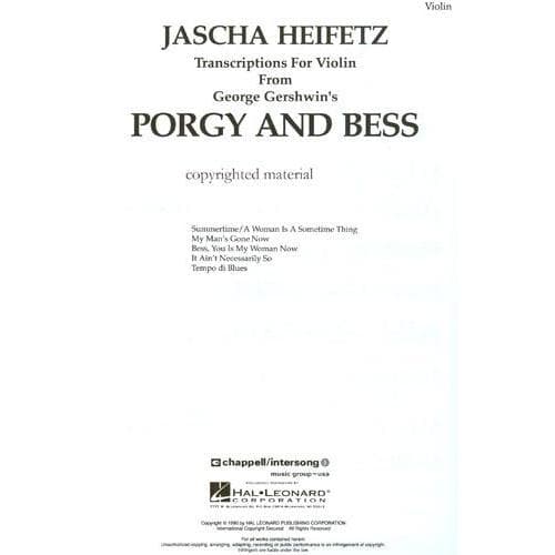 Gershwin, George - Selections from Porgy and Bess - Violin and Piano - transcribed by Jascha Heifetz - Hal Leonard Corp - Image 2