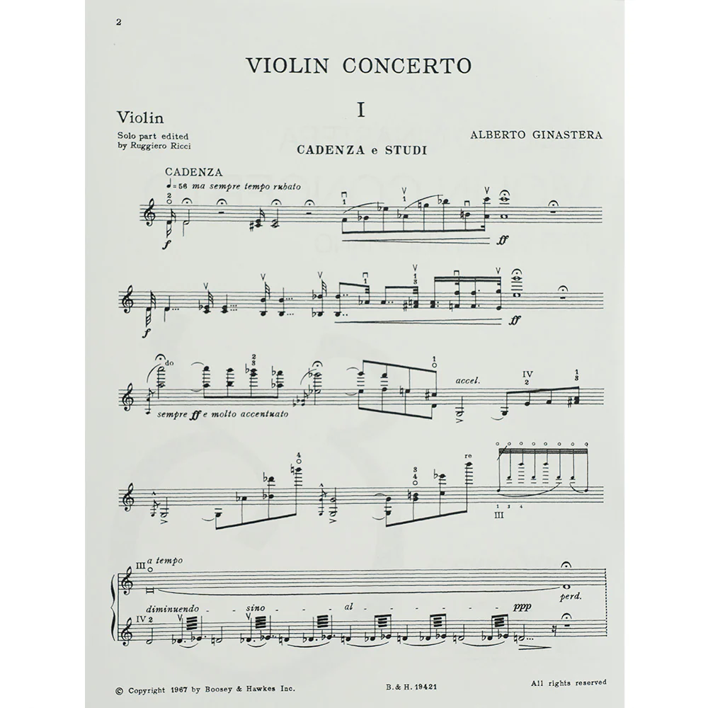 Ginastera, Alberto - Violin Concerto, Op. 30 for Violin and Piano - Image 3