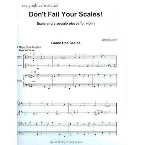 Glasser, Stanley - Don't Fail Your Scales! Grades 1 and 2 - Violin and Piano - Bosworth Edition - Image 3