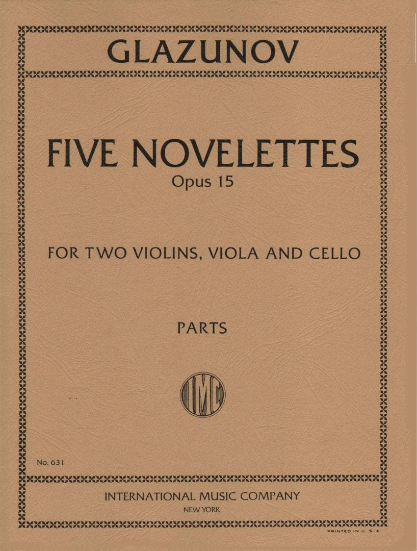Glazunov, Alexander - Five Novelettes, Op 15 - String Quartet - International Edition