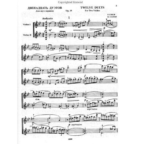 Glière, Reinhold - Twelve Duets, Op 49 - Two Violins - edited by E Gnesina and K Rodionov - Muzyka Moscow - Image 2