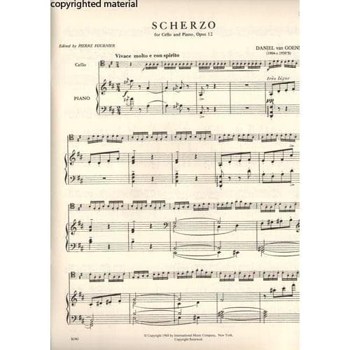 Goens, Daniel van - Scherzo, Op 12 - Cello and Piano - edited by Pierre Fournier - International Edition - Image 2