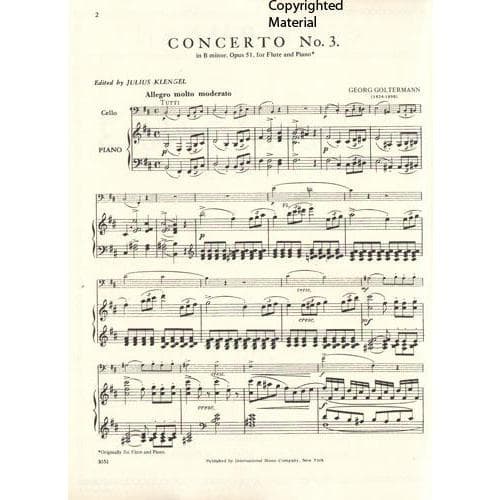 Goltermann, Georg - Concerto No 3 in b minor, Op 51 - Cello and Piano - edited by Julius Klengel - International Edition - Image 2