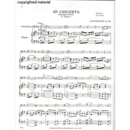 Goltermann, Georg - Concerto No 4 In G Major, Op 65 - Cello and Piano - edited by Leo Schulz - Carl Fischer Edition - Image 2