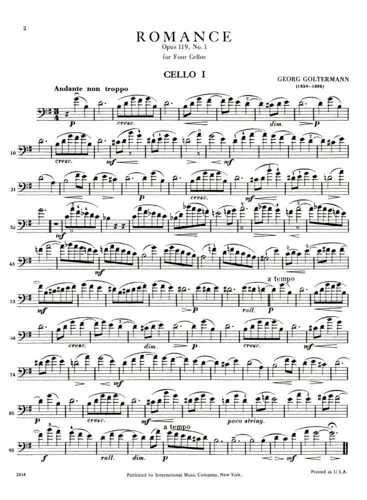 Goltermann, Georg - Romance and Serenade, Op 119, Nos 1 and 2 - Four Cellos - International Edition - Image 2
