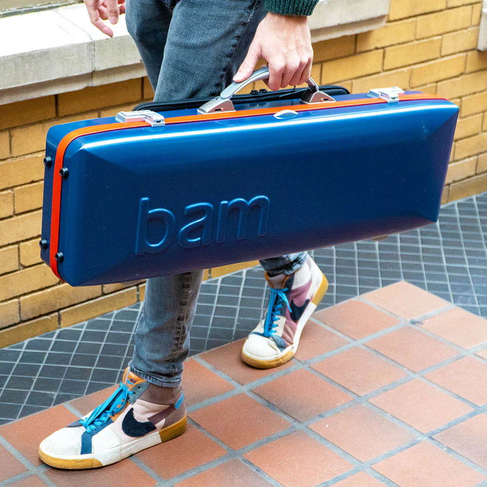 BAM Graffiti Hightech Oblong Violin Case - 4/4 Size - Navy and Red - Image 2