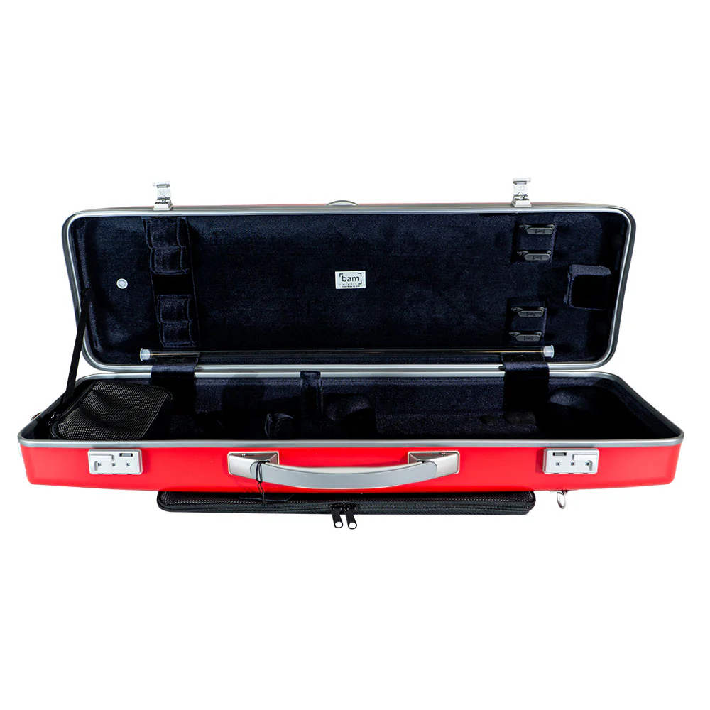 BAM Graffiti Hightech Oblong Violin Case - 4/4 Size - Raspberry and Silver - Image 3