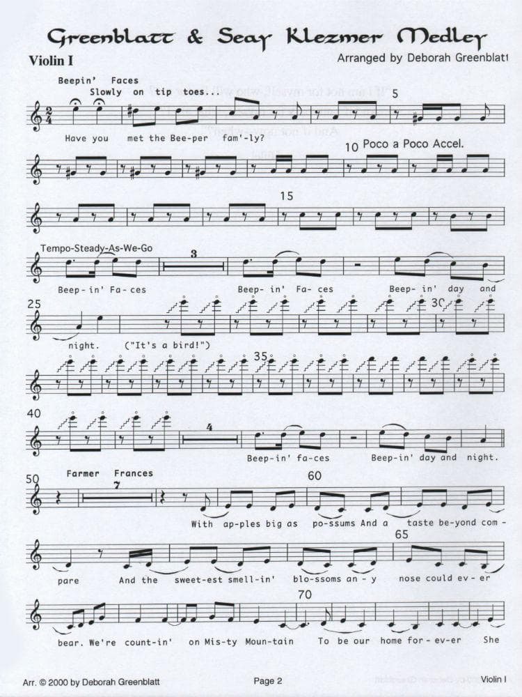 Greenblatt, Deborah - Jewish String Quartet Collection - Set of Parts - Greenblatt & Seay Publications - Image 2