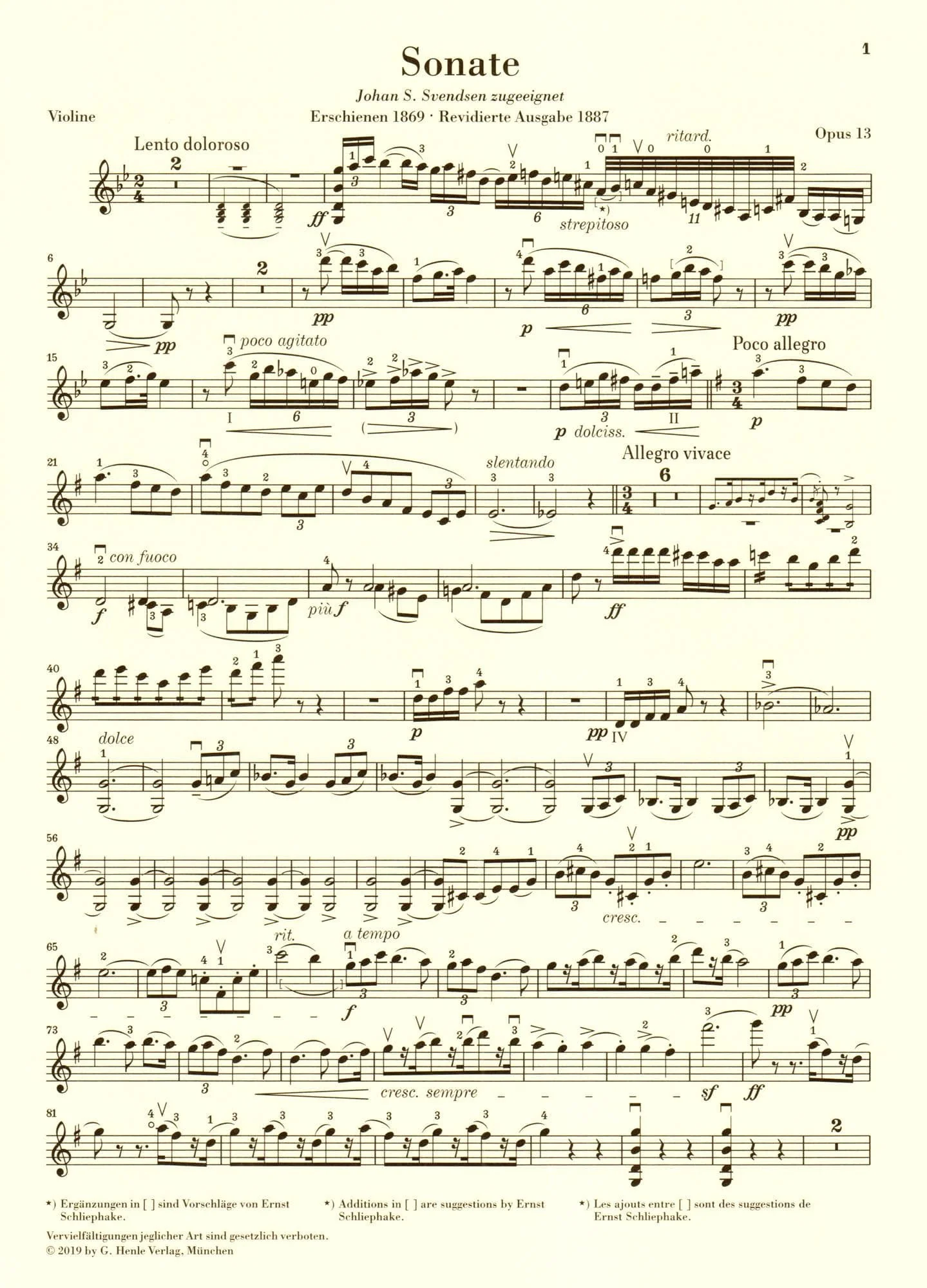 Grieg, Edvard - Sonata in G, Op 13 - for Violin and Piano - G Henle Verlag URTEXT - Image 3