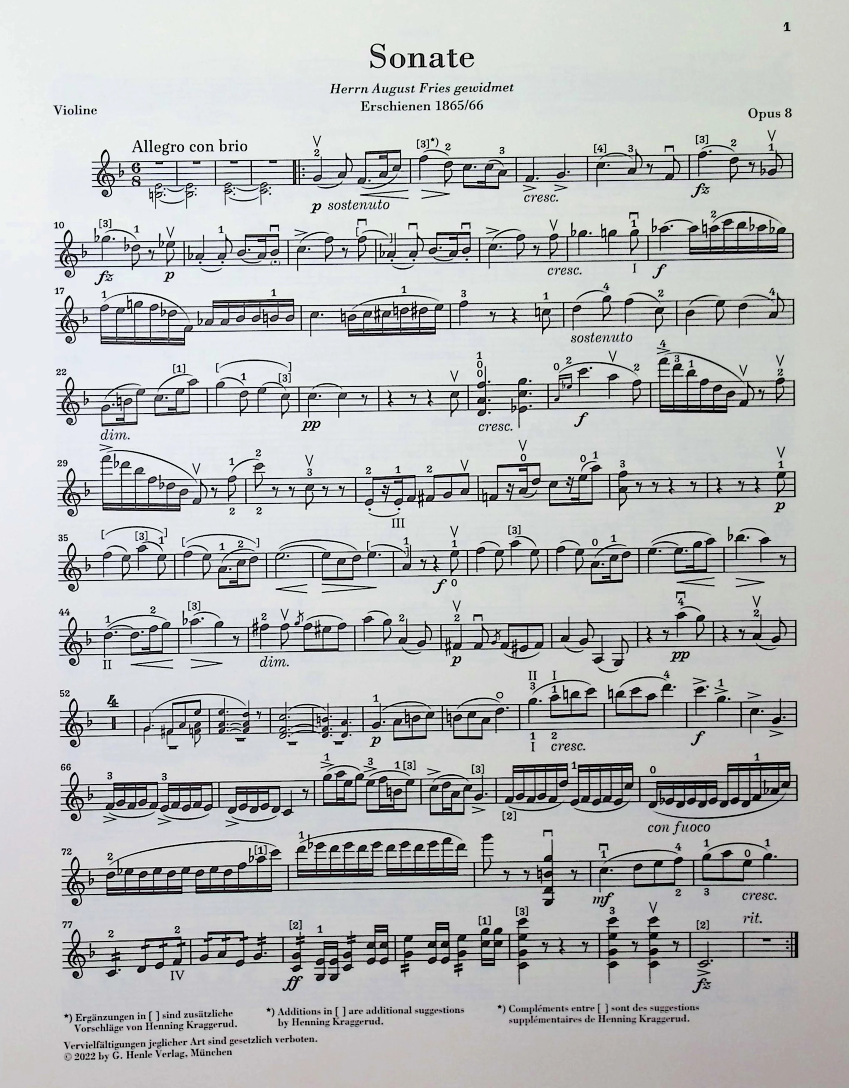 Grieg, Edvard - Sonata for Piano and Violin in F major op. 8 - Edited by Heinemann/Nokleberg - G. Henle Verlag - Image 3