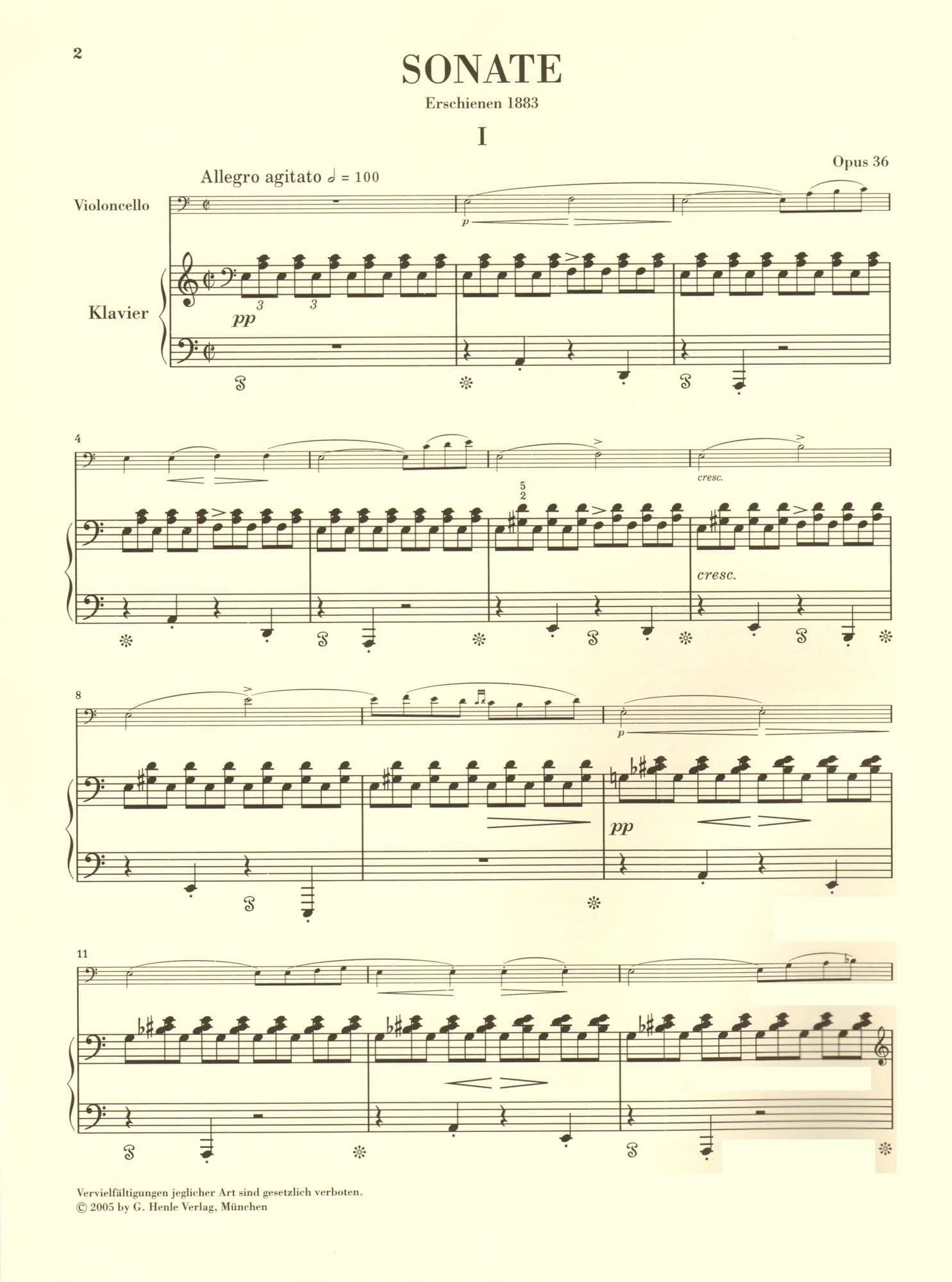 Grieg, Edvard - Sonata a minor, Op 36, and other works - Cello and Piano - G Henle Verlag URTEXT - Image 2