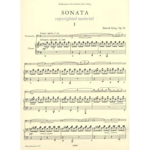 Grieg, Edvard - Sonata in a minor, Op 36 - Cello and Piano - Edition Peters - Image 2
