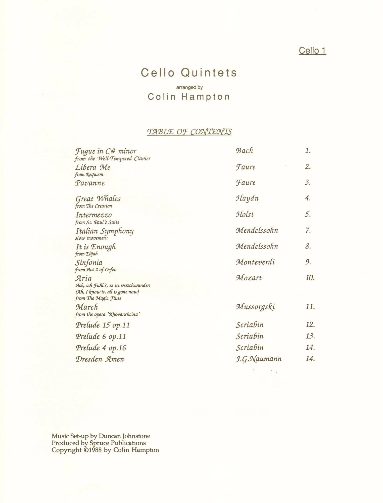 Hampton, Colin - Cello Quintets - Five Cellos - Spruce Publications - Image 2
