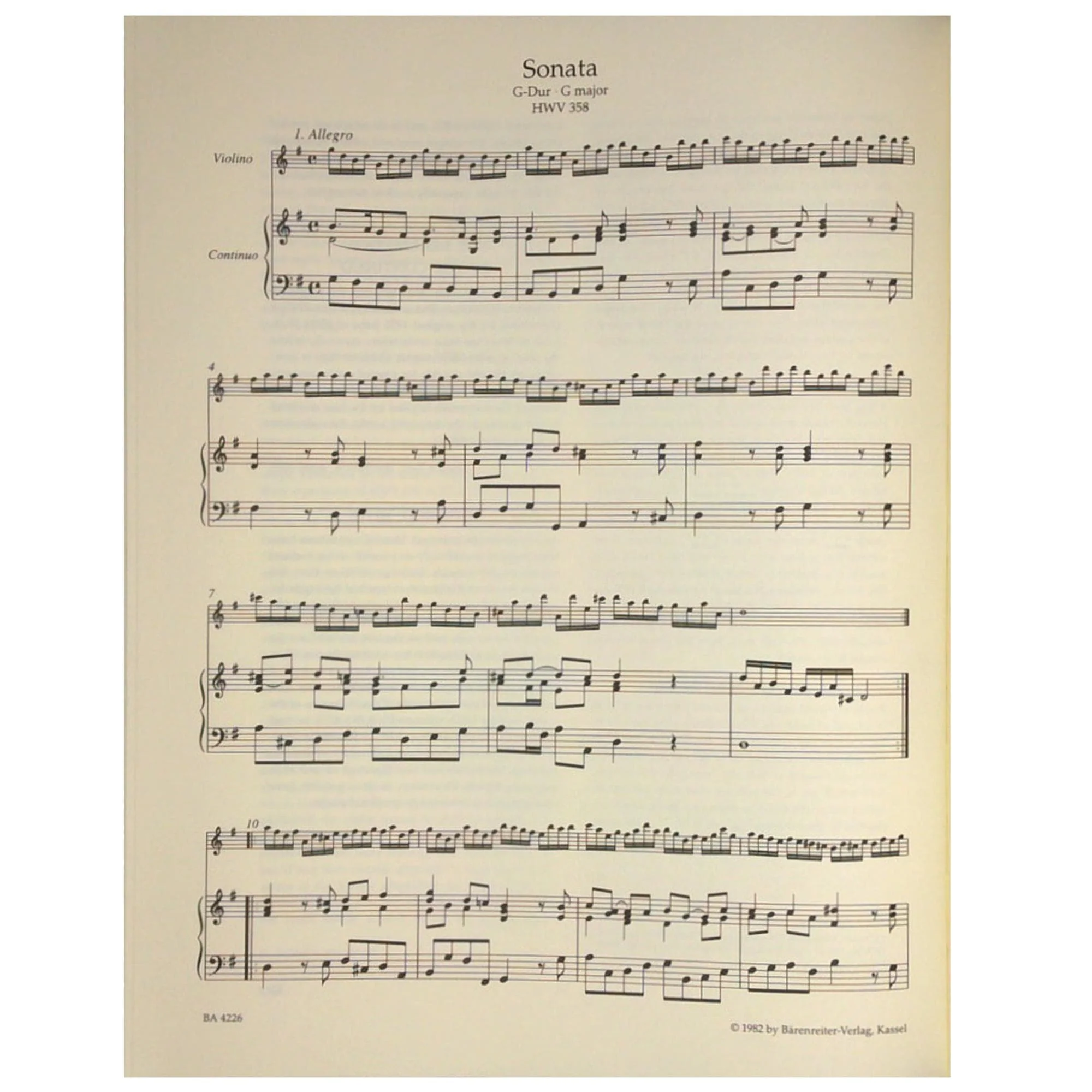 Handel, George Frideric - Complete Works for Violin and Basso Continuo - Violin and Piano - edited by Terence Best - Bärenreiter Verlag URTEXT - Image 3