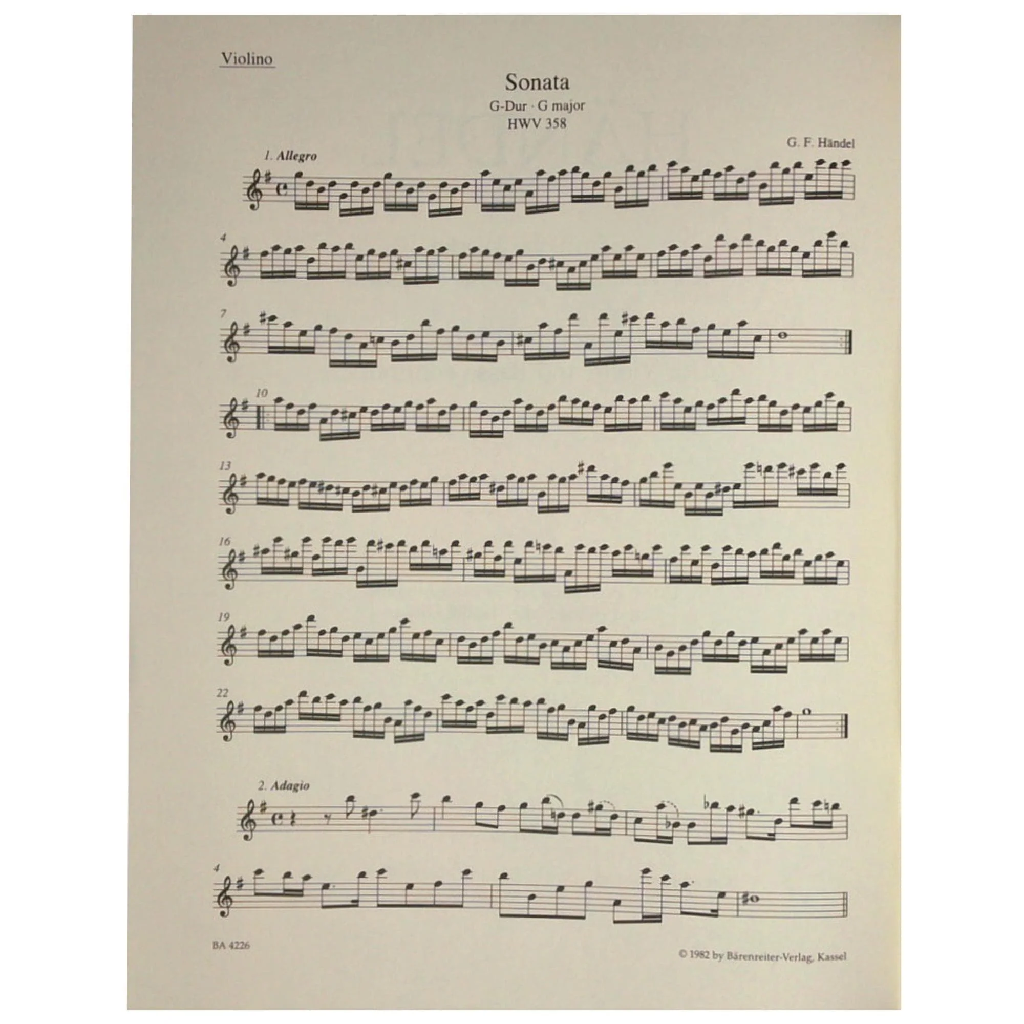 Handel, George Frideric - Complete Works for Violin and Basso Continuo - Violin and Piano - edited by Terence Best - Bärenreiter Verlag URTEXT - Image 6