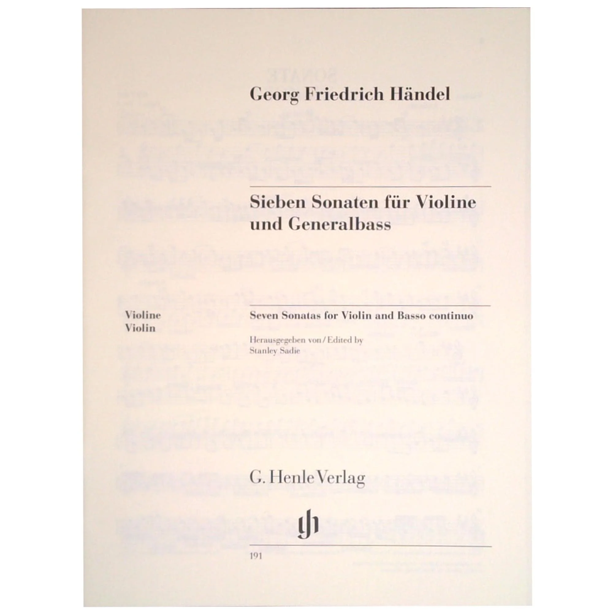 Handel, George Frideric - Seven Sonatas for Violin and Basso Continuo - Violin and Piano - edited by Stanley Sadie and Karl Röhrig - G Henle Verlag URTEXT - Image 4