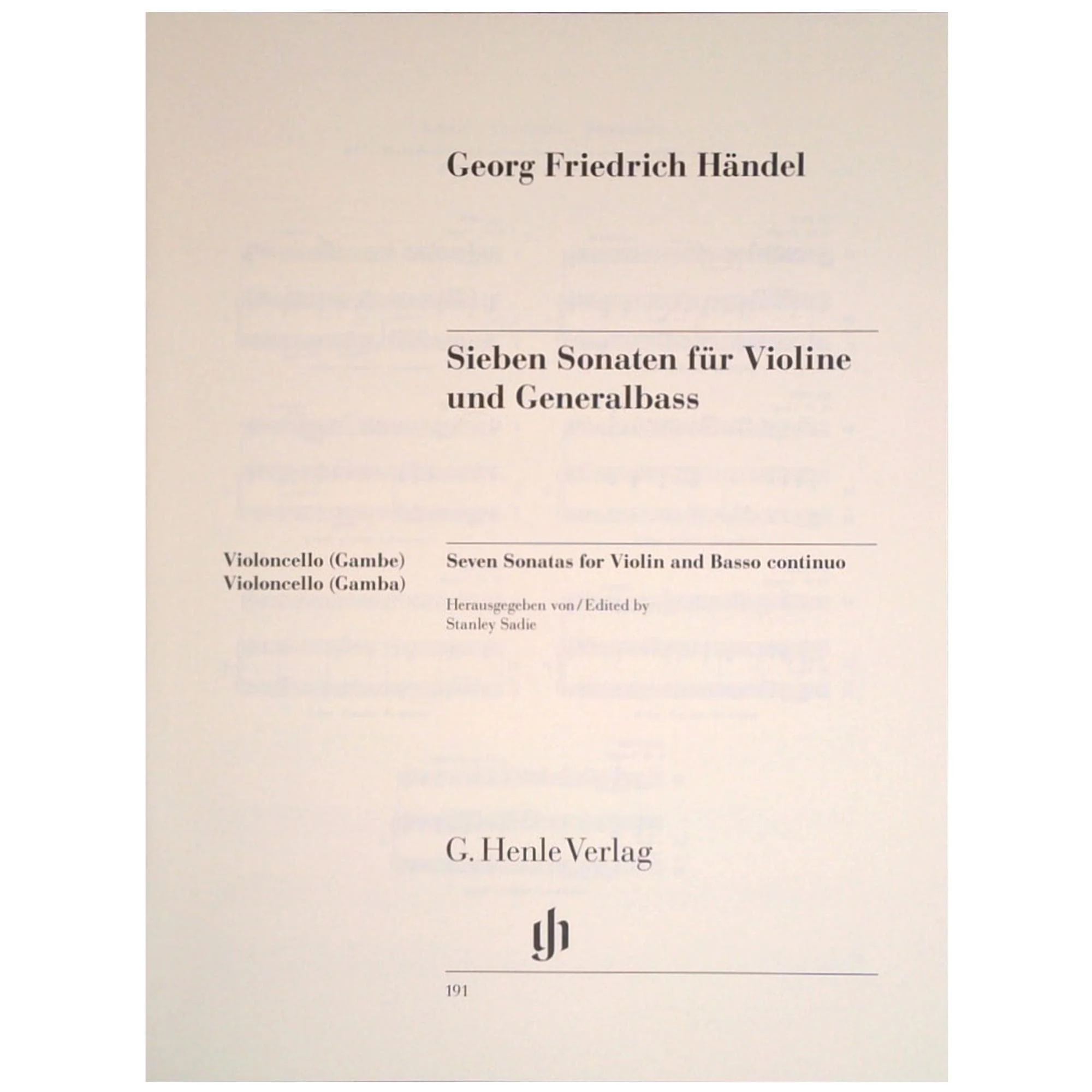 Handel, George Frideric - Seven Sonatas for Violin and Basso Continuo - Violin and Piano - edited by Stanley Sadie and Karl Röhrig - G Henle Verlag URTEXT - Image 8