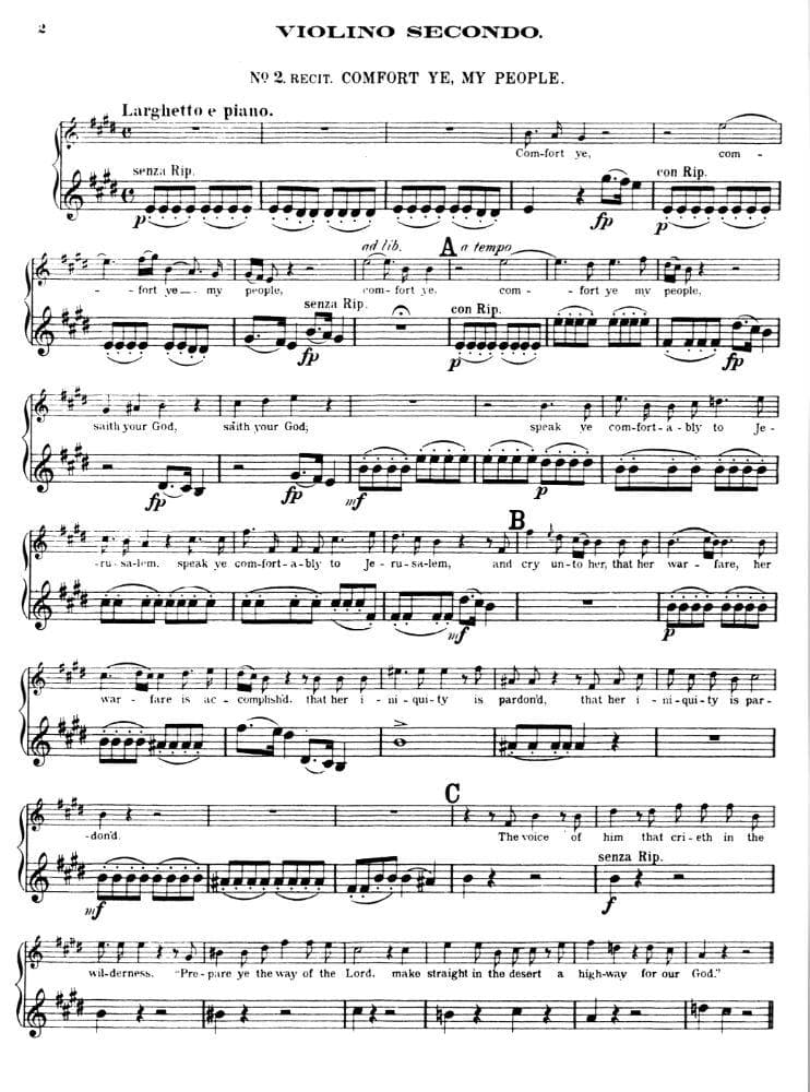 Handel, George Frideric - "Messiah" for String Orchestra - Violin 2 part - arranged by Prout - G Schirmer Edition - Image 3