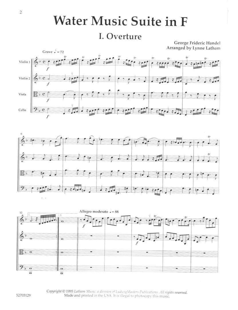 Handel, George Frideric - Water Music (Complete), HWV 348 , 349 , 350 - String Quartet - arranged by Lynne Latham - Latham Music Enterprises - Image 2
