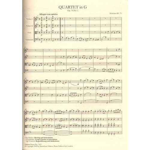 Haydn - Six String Quartets, opus 76 - Score and Parts - Edition Peters - Image 3