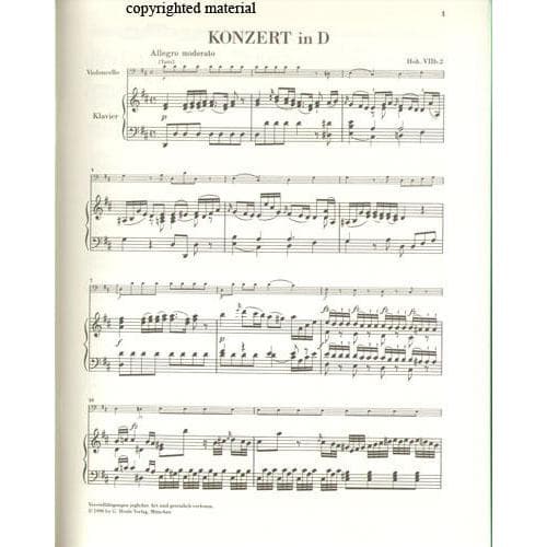 Haydn, Franz Joseph - Concerto in D Major, Hob VIIb:2 - Cello and Piano - edited by Sonja Gerlach - G Henle Verlag URTEXT - Image 2