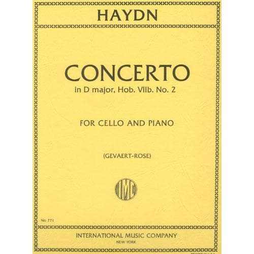 Haydn, Franz Joseph - Concerto in D Major, Hob VIIb:2 - Cello and Piano - edited by FA Gevaert and Leonard Rose - International Edition