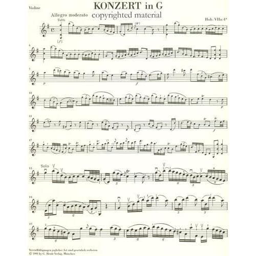 Haydn, Franz Joseph - Concerto No 2 in G Major, Hob VIIa:4 - Violin and Piano - edited by Günter Thomas and Heinz Lohmann - G Henle Verlag - Image 3