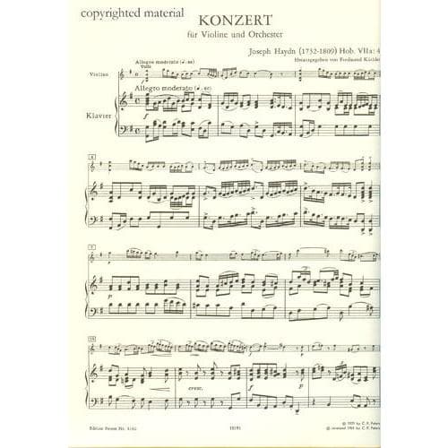 Haydn, Franz Joseph - Concerto No 2 in G Major, Hob VIIa:4 - Violin and Piano - Book/CD set - Edition Peters - Image 2
