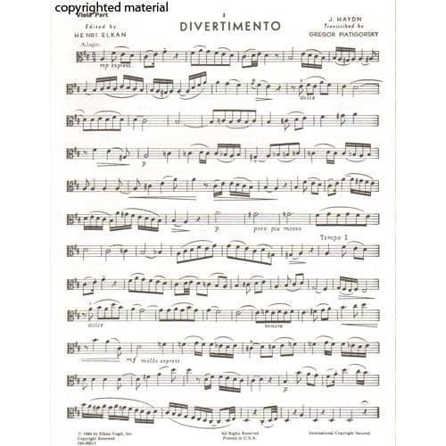 Haydn, Franz Joseph - Divertimento - Viola and Piano - edited by Gregor Piatigorsky - Elkan-Vogel Edition - Image 2