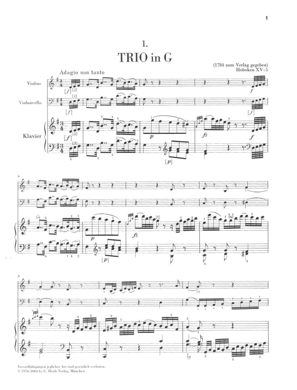 Haydn, Franz Joseph - Piano Trios, Volume 2 - Violin, Cello, and Piano - edited by Wolfgang Stockmeier - G Henle Verlag URTEXT - Image 2