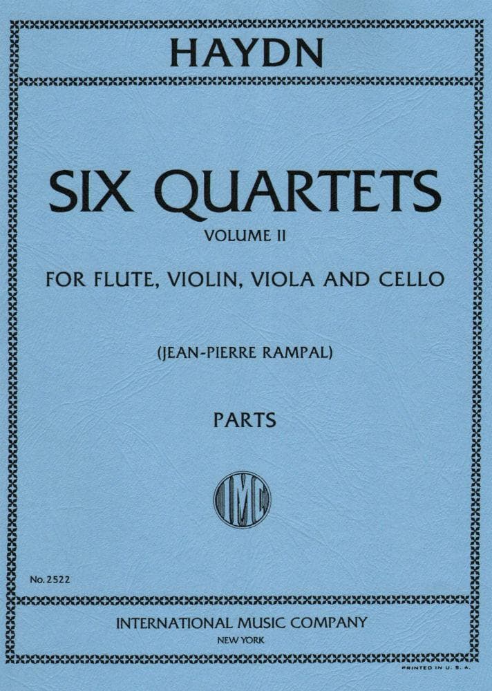 Haydn, Franz Joseph - Six Quartets, Op 5, Volume 2 (Nos 4-6) - Flute, Violin, Viola, and Cello - edited by Jean-Pierre Rampal - International Music Company