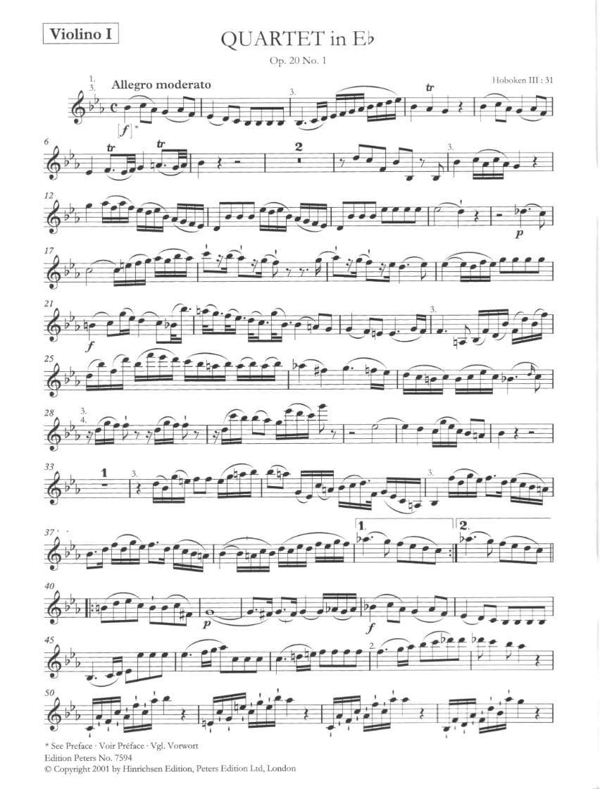 Haydn, Franz Joseph - 6 String Quartets, Op 20 - Two Violins, Viola, and Cello - Score and Parts - edited by Simon Rowland-Jones - Edition Peters URTEXT - Image 3