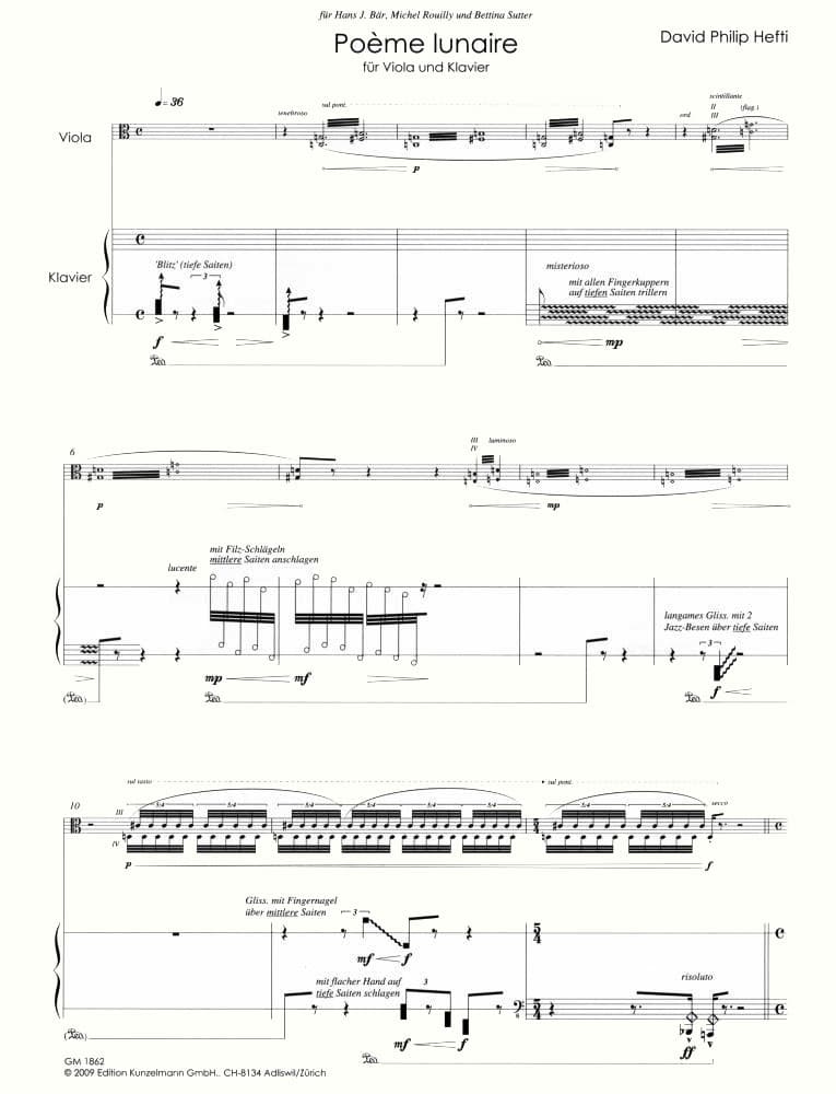 Hefti, David Philip - Poème Lunaire - Viola and Piano - Edition Kunzelmann - Image 3