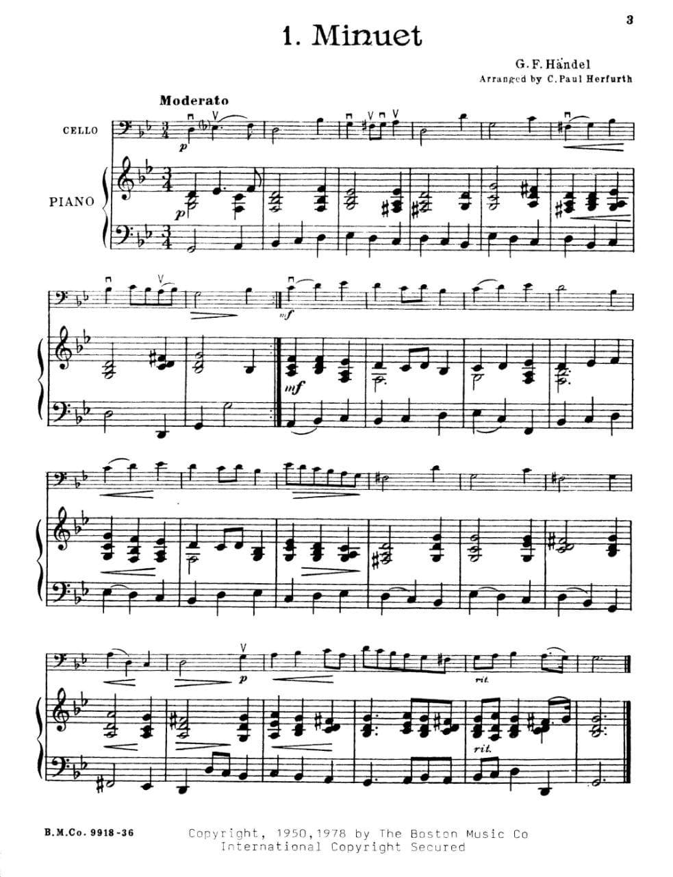 Classical Album of Early Grade Pieces - Cello and Piano - arranged by C Paul Herfurth - Boston Music Co - Image 2