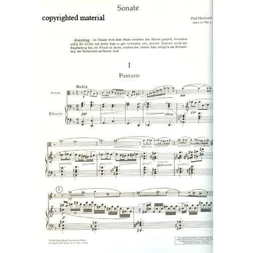 Hindemith, Paul - Sonata, Op 11, No 4 - Viola and Piano - Schott Edition - Image 2