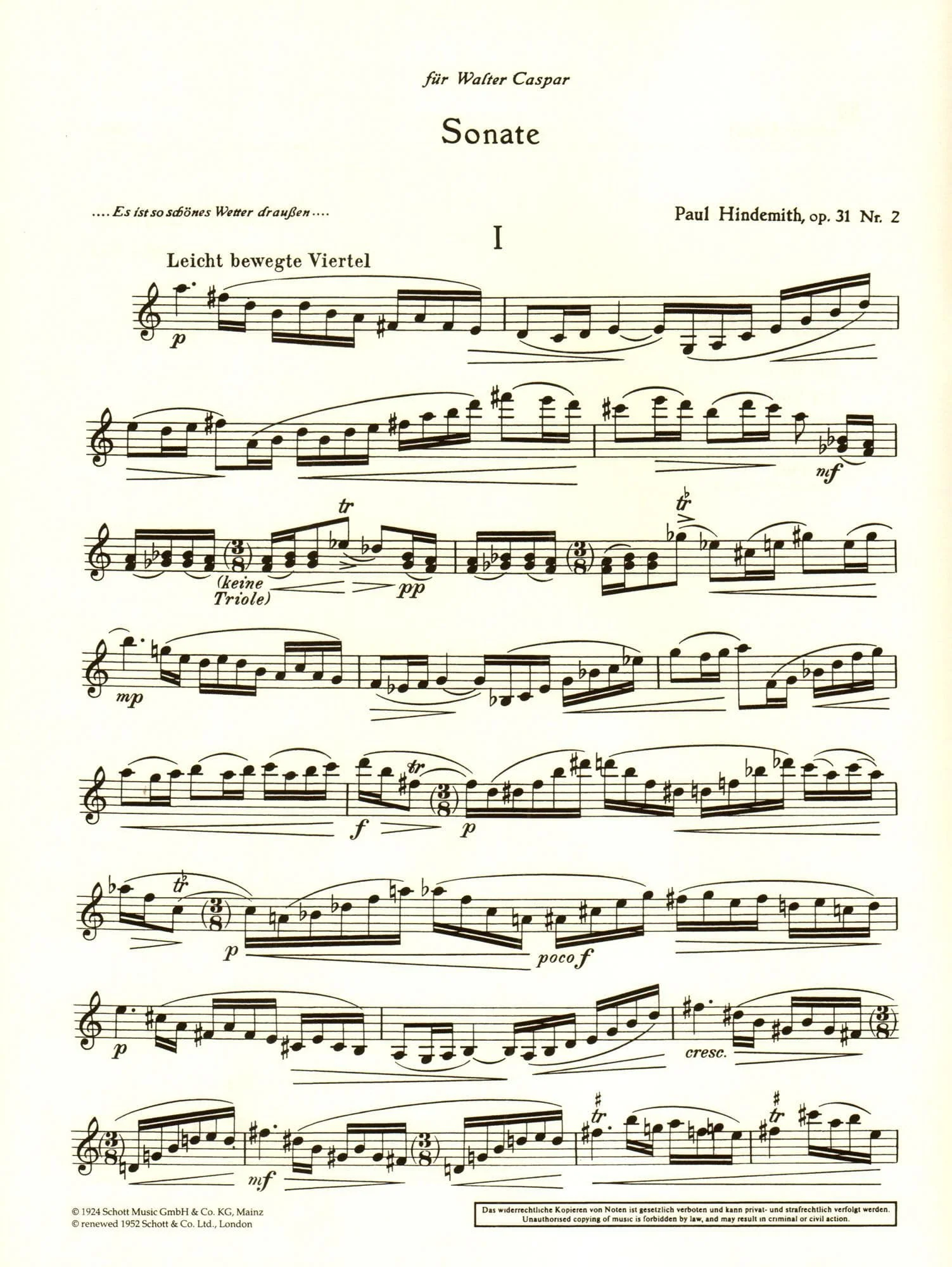 Hindemith, Paul - Sonata for Violin Solo, Op 31, No 2 - Schott Edition - Image 2