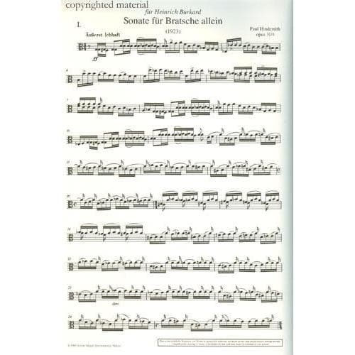 Hindemith, Paul - Sonata, Op 31, No 4 - Viola solo - Schott Edition - Image 2