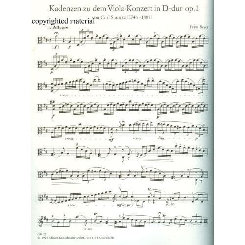 Beyer, Franz - Cadenzas for the Viola Concerti of Stamitz, Zelter, and Hoffmeister - Viola solo - Kunzelmann Edition - Image 2